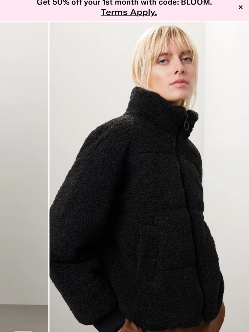 NVLT Berber Faux Down Cropped Puffer Jacket Womens black Fuzzy Teddy black